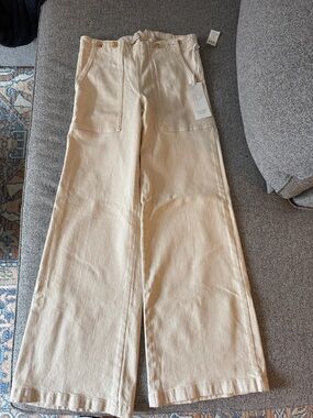 Anthropologie Cream Wide-Leg Pants